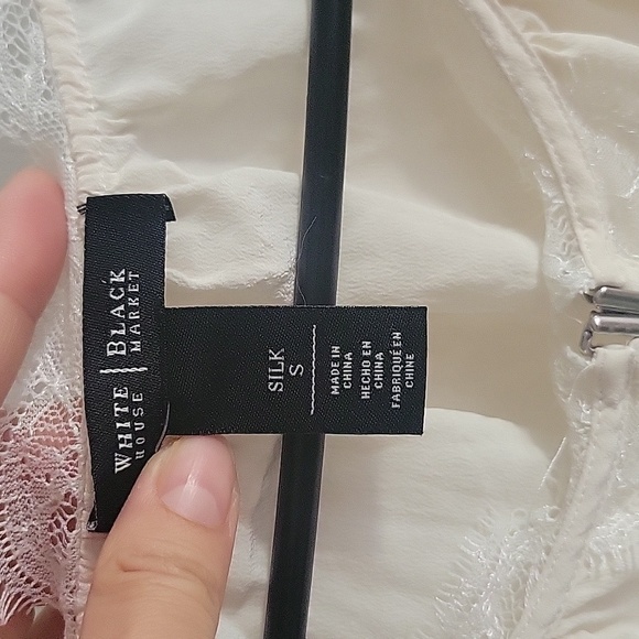 Whbm Lace Trim Popover Silk Shell Top S - Picture 7 of 10
